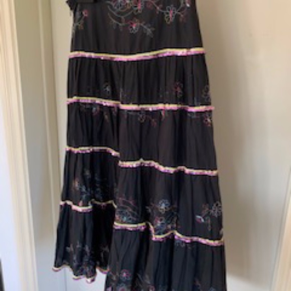 Multi Color Maxi Skirt with Pink & Yellow Sequins, - Picture 1 of 5